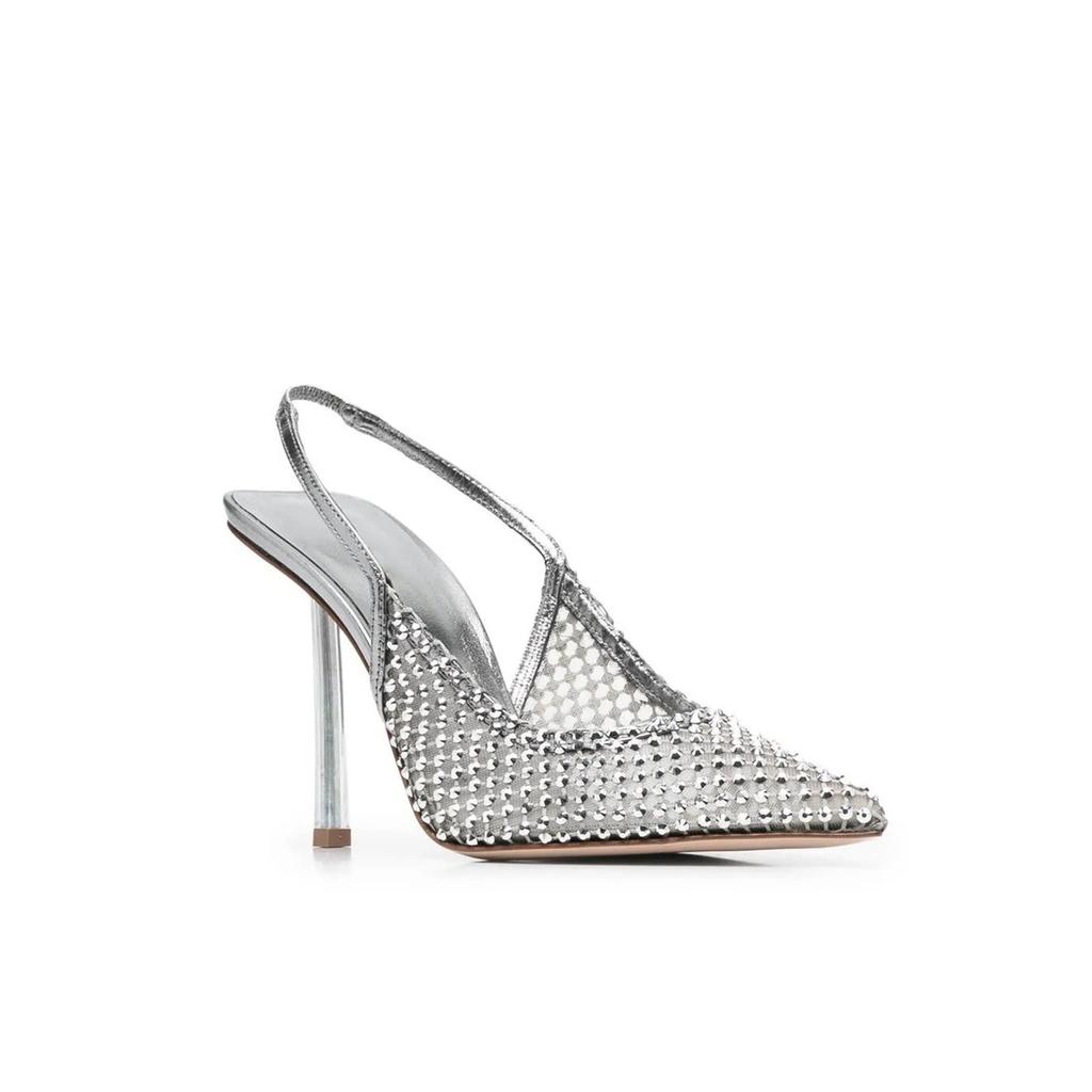 Fashion New Water Diamond Mesh Pointed Hollow Transparent Sandals 2024 Summer Women's French Spicy Girls High Heel Nude Shoes Size 43