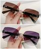 Sunglasses for Women New Fashion Rimless Eyeglasses Gradient Sunglasses Lady Vintage Classic Fashion Eyewear