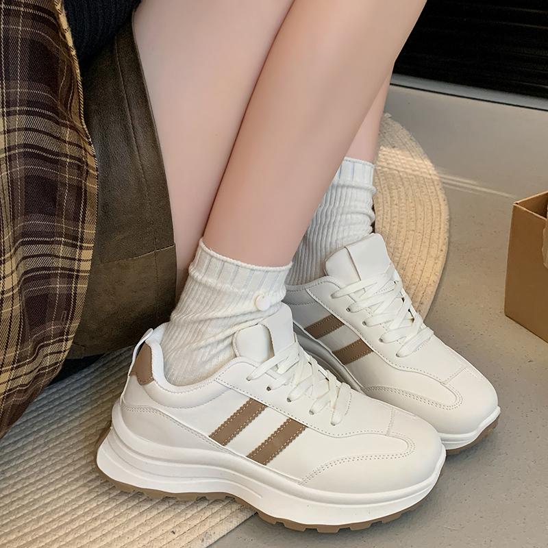 High-quality Hot-selling Spring Thick Bottom Women's Shoes 2025 Summer Casual  Leather Sneakers Casual Vulcanised Shoes