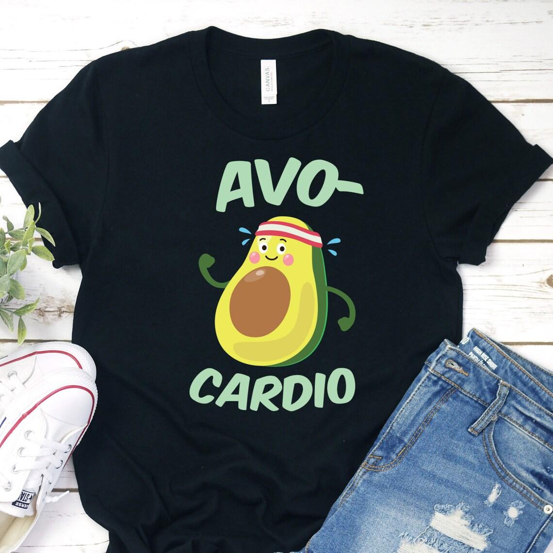 Avocardio Funny Avocado Shirt Avocado Jogging Tees Cardio Pun Gym Workout Sarcastic Humor Gift ShortSleeve Unisex TShirt S