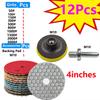 10/12Pcs 4 inch Diamond Polishing Pads Dry/Wet Buff Disc Abrasive for Sanding Granite Quartz Tile Glass Grinding Tools
