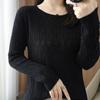 Fashionable Round-neck Knitted Sweater for Women In Autumn and Winter Thin Cut-out Sweater Loose Long-sleeved Pullover