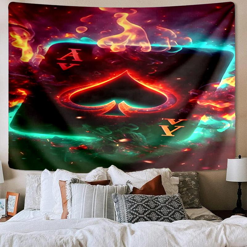 Flaming Poker Cards Tapestry Room Decoration Wall Hanging for Living Room Bedroom, dormitory, Birthday and Christmas gifts