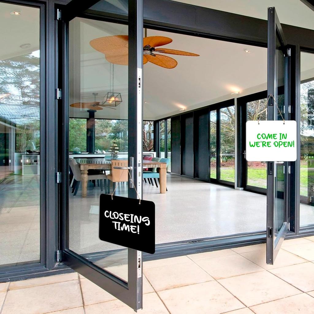 3Pcs Hanging Chalkboard Signs 8x10 Inch Wooden Double Sided Erasable Message Board, Memo Message Sign with Hanging String for Wedding Kitchen Home