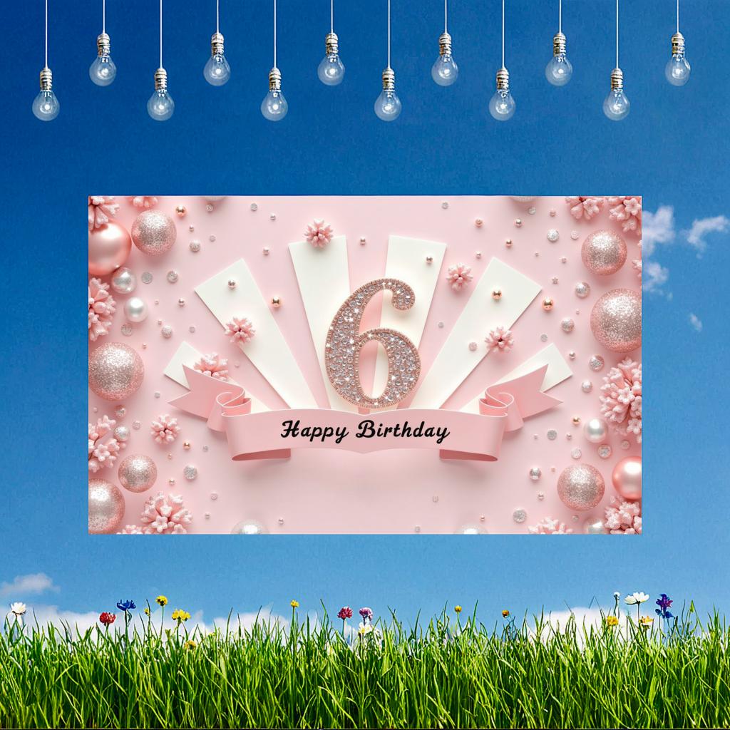 Creative  Banner  Six Birthday Banner  Kids Birthday Banner for Event Decor Indoor Decoration Party Decor