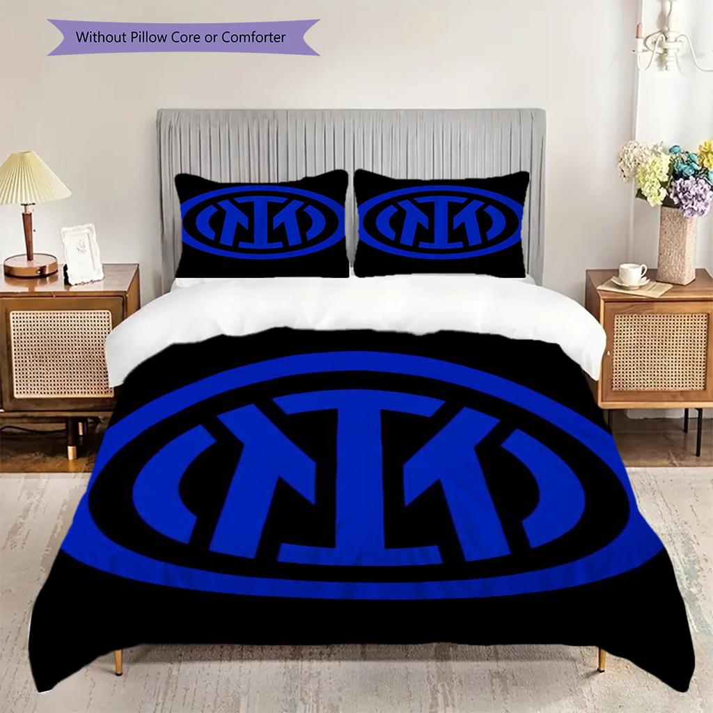 Biancheria da letto Colori Stelle Emblema Inter (1 * copripiumino + 2 * federa, senza nucleo) Copripiumino e federa 2D piatti, morbidi e confortevoli