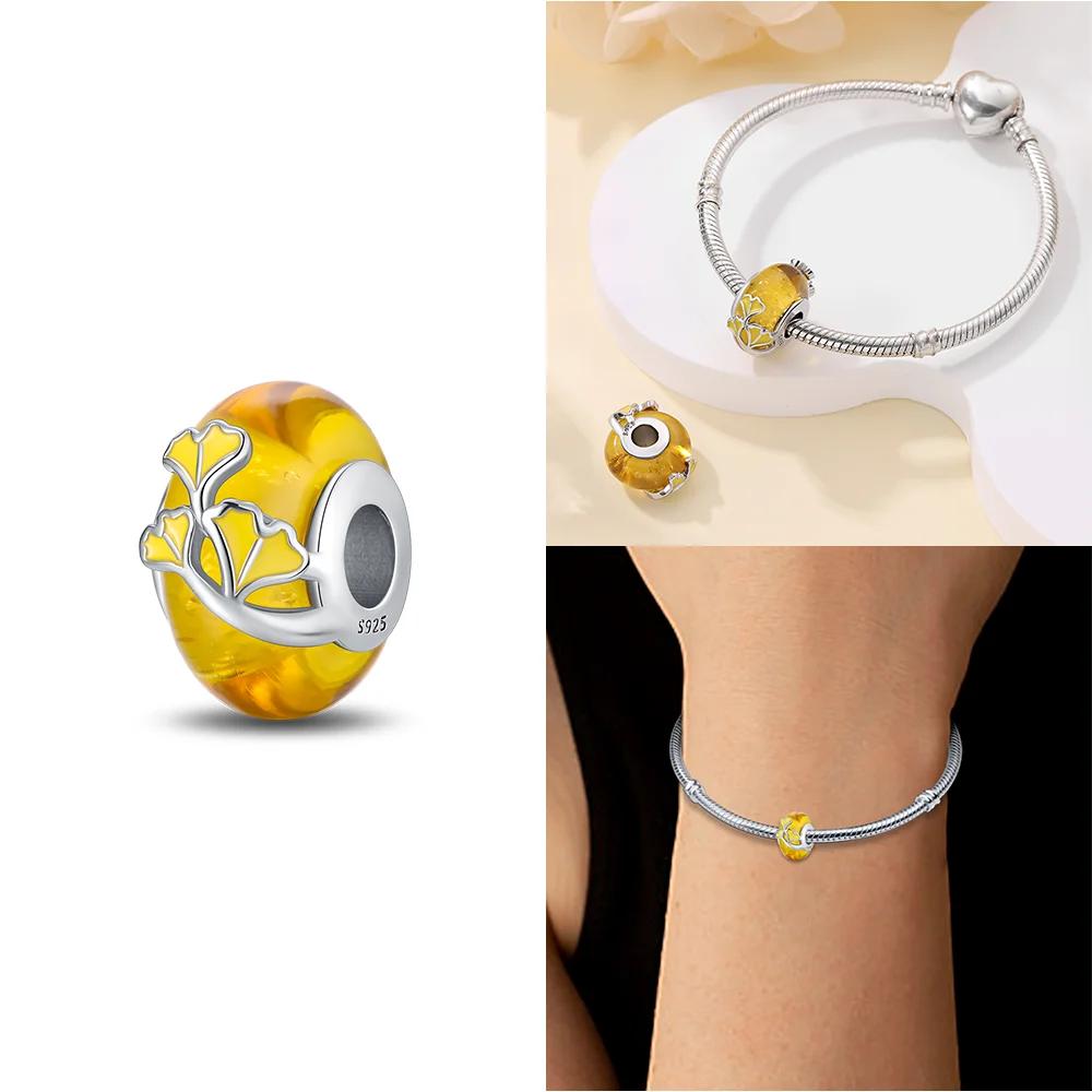 925 Silver Bracelet Women Diy Jewelry Gift Accessories Charms Beads Pink Murano Glass Blue Flower Butterfly Beads