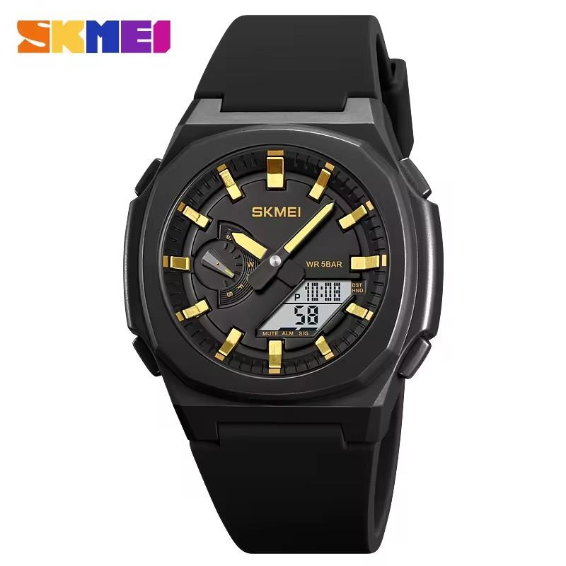SKMEI 2091 Fashion Classic Men Silicone Strap Wristwatches Dual Time Led Analog Waterproof Digital Sports Luminous Hands Watches