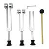 Ahvqevn 4-Pack Tuning Fork Set (128Hz, 256Hz, 512Hz) with Tuning Fork Hammer and Base for Sound Vibration Tools, Silver