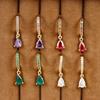 New Design Stainless Steel Small Hoop Earring for Women Colorful Zirconia Pendant Water Drop Piercing Earrings Fashion Jewelry