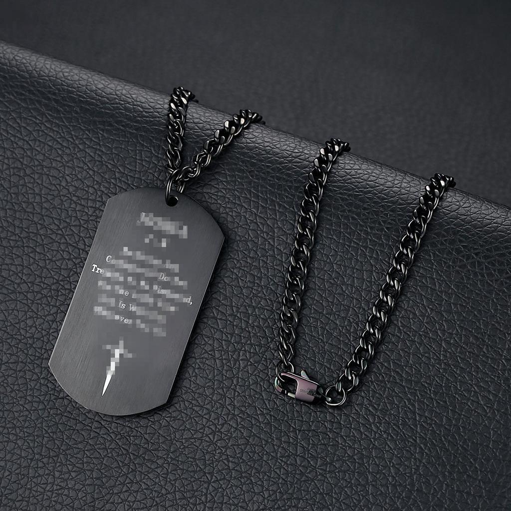 Silver Stainless Steel Cross Dog Pendant Necklace for Men