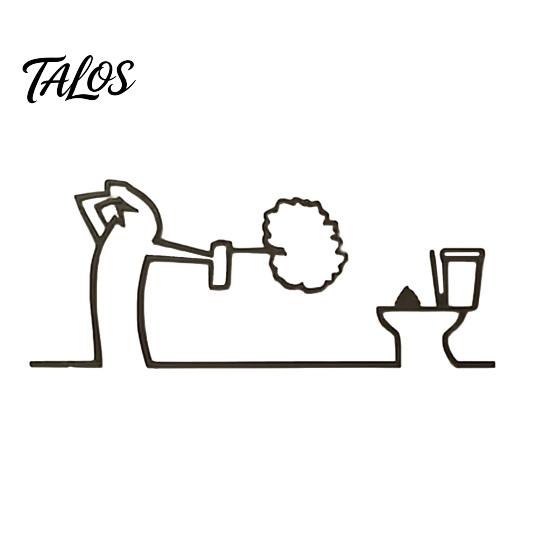 Funny Bathroom Wall Sign, 3D Printed Minimalist Line Art Toilet Wall Art, Black Modern Home Decor for Bathroom Washroom
