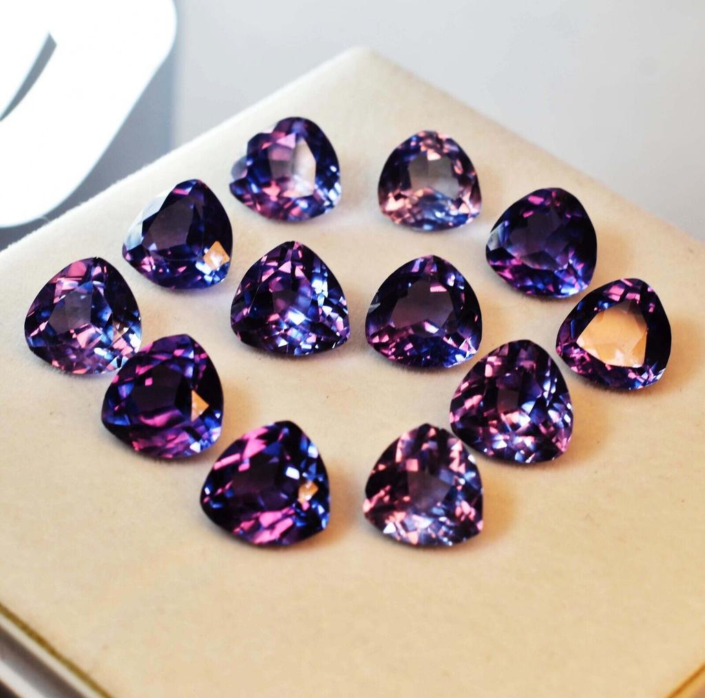 12 Pcs Natural Alexandrite Gemstone Color Change Trillion Lot 96 Ct CERTIFIED Ssr-873658