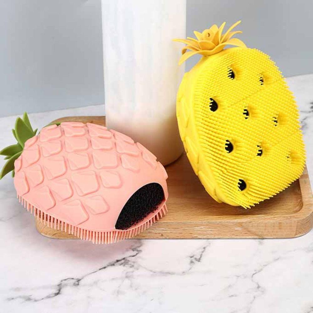 Candy Color Fruit Shape Shower Brush Soft Hair Exfoliation Silicone Shampoo Brush Non-Slip Bath Supplies Shower Massage Brushes
