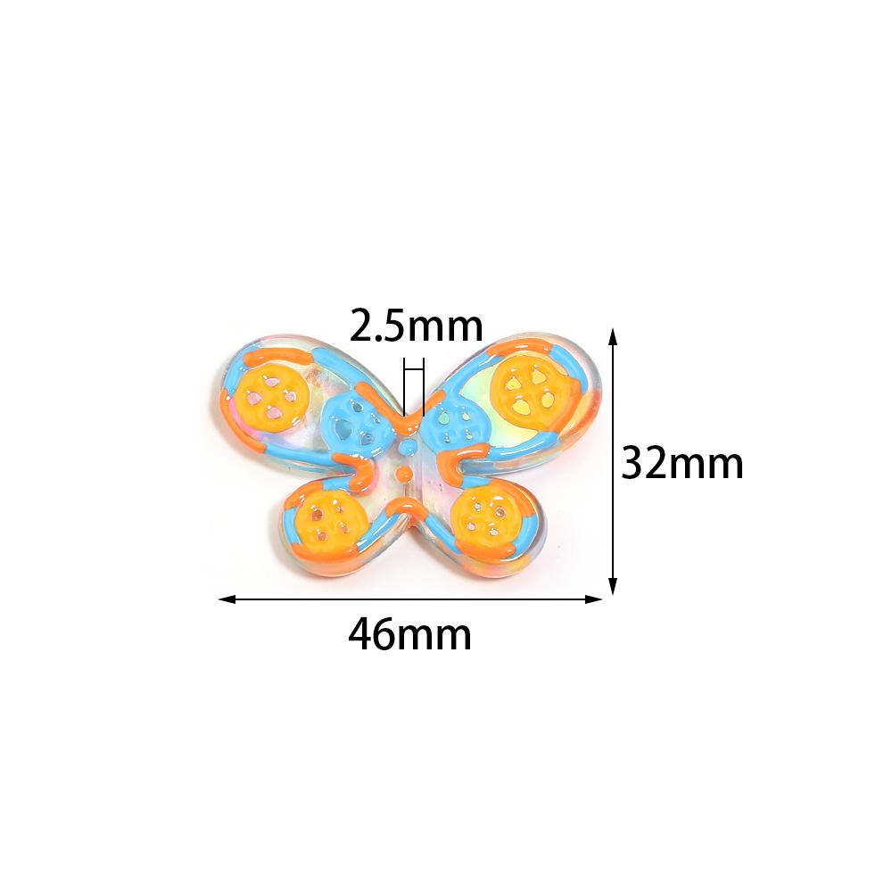 5pcs 46x32mm Butterfly Acrylic Beads Colorful Oil Dripping Loose Beads For Jewelry Making DIY Necklace Earrings Phone Key Chain