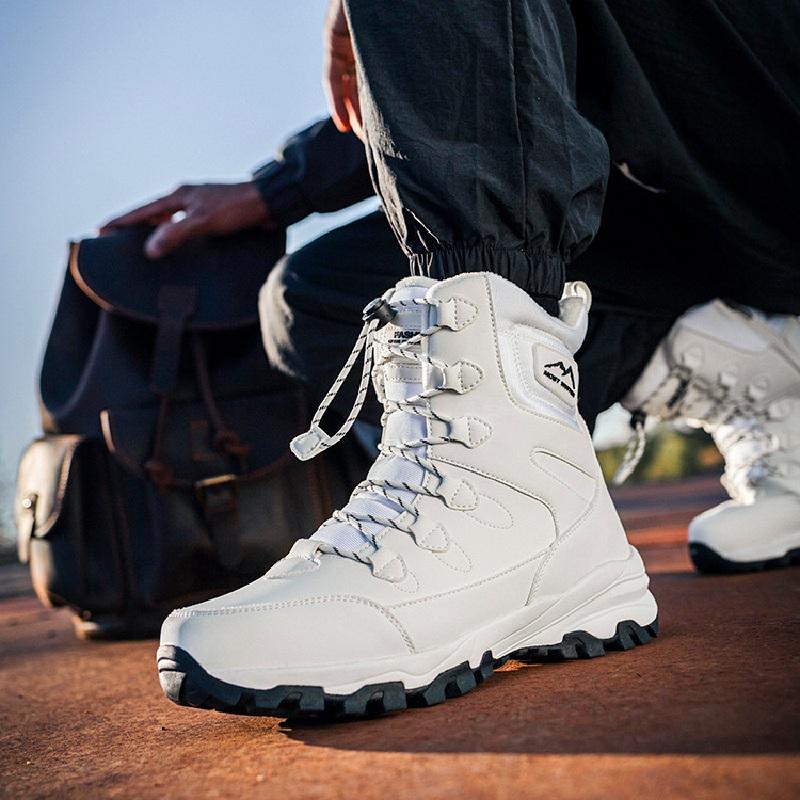 Schneestiefel für Männer und Frauen sind wasserdicht, rutschfest, dick, warm und kältebeständig, mit drehbaren Knöpfen