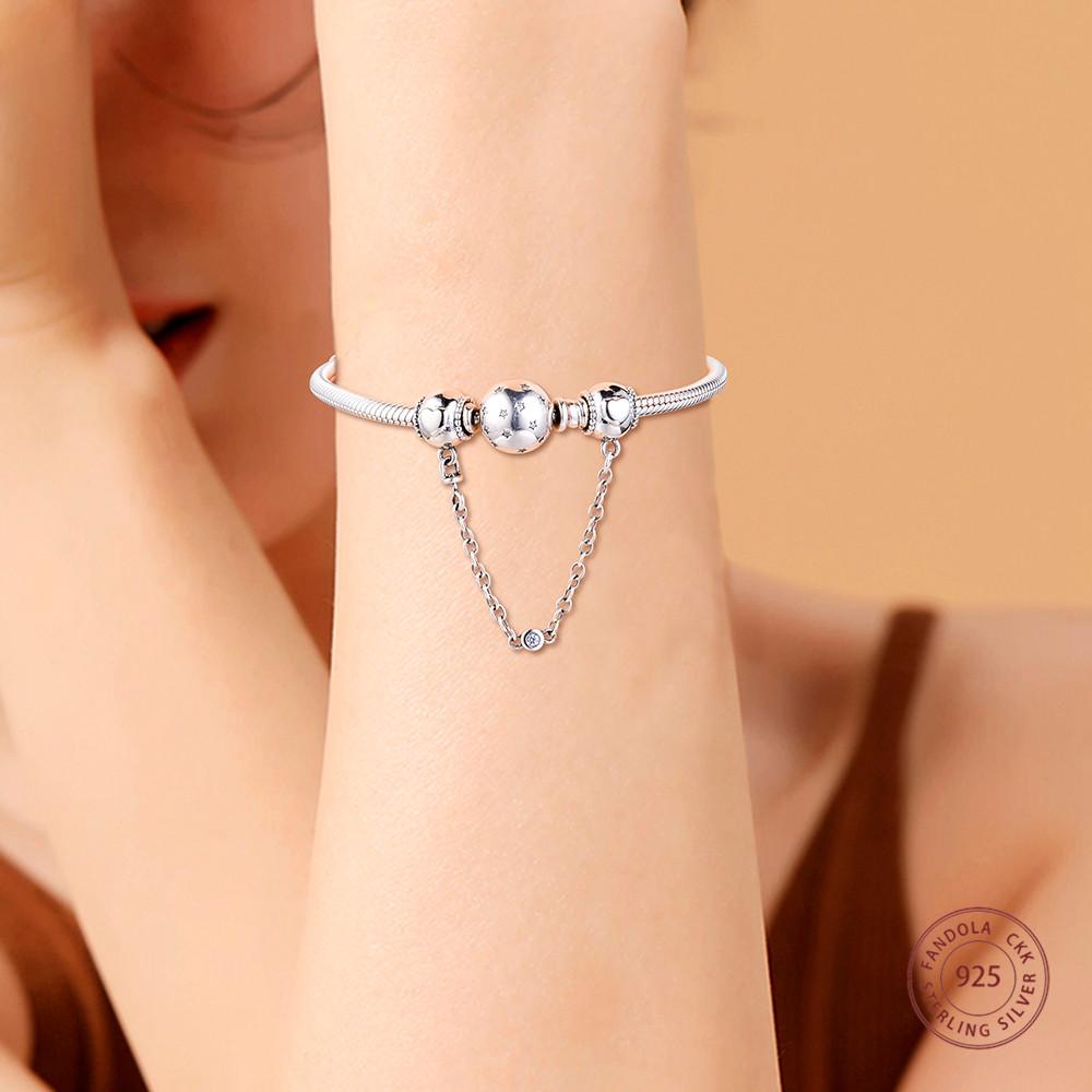 Passend für Europa-Armbänder, geprägte Herzen, Sicherheitsketten-Charms, 925er-Sterlingsilberperlen für die Schmuckherstellung