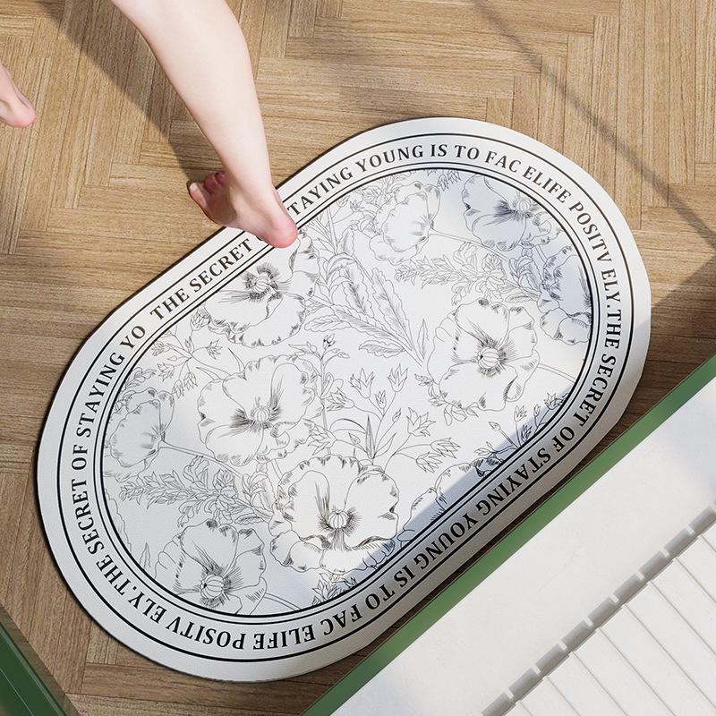 Rychleschnoucí koupelnová předložka z křemeliny: Měkký, Vodu Absorbující, Protiskluzový, Nečistotám Odolný Podlahový Koberec.