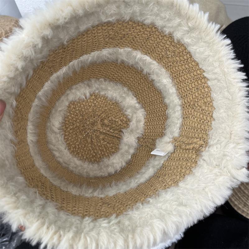 Design Wollmütze Winter verdickt warm Ohrenschutz Plüsch Strickmütze zeigt Gesicht klein Fischerhut Kinder