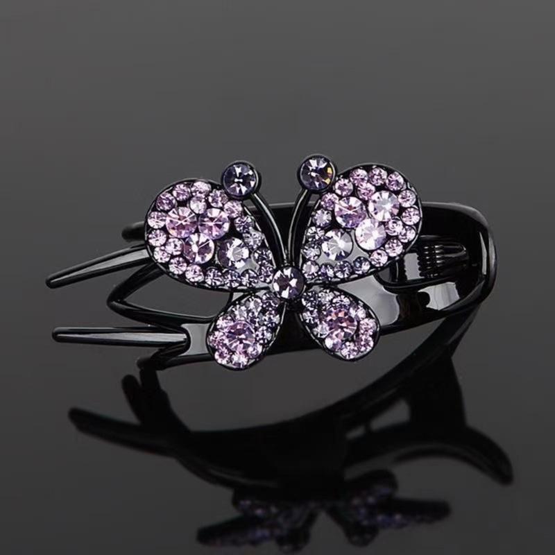 4PCS Butterfly Hair Barrettes with Rhinestones Decors for Women Girl Comfortable Wear Hair Clip for Various Hairstyles