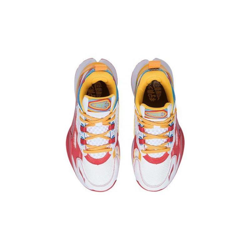 Li-Ning Young Xianfengling Team 2.5 Teenagers Mid Top Basketball Shoes White Red Support Breathable Cushion Anti Slip YKBS050-5