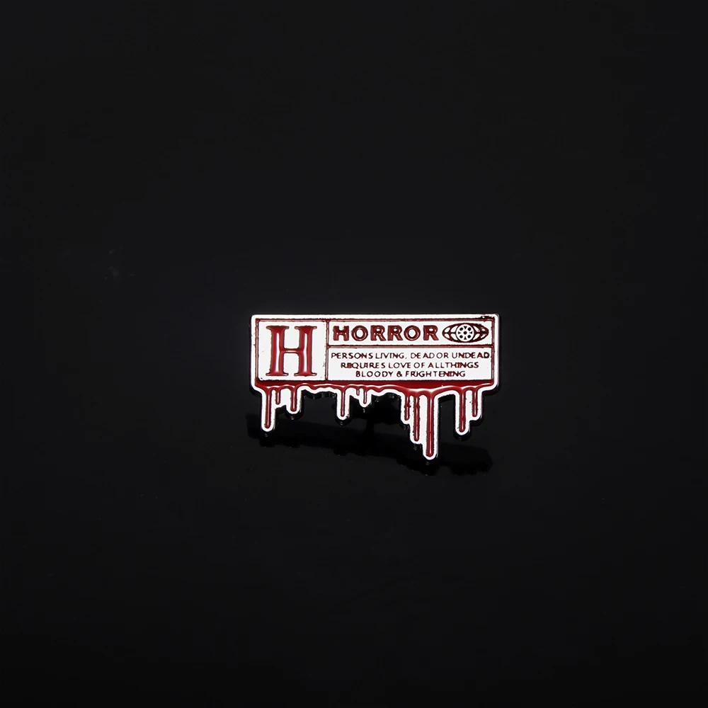 Halloween H HORROR Letters Enamel Pins Brooch Metal Badge Lapel Pins For Men Women Clothes Backpack Jacket Accessories Jewelry