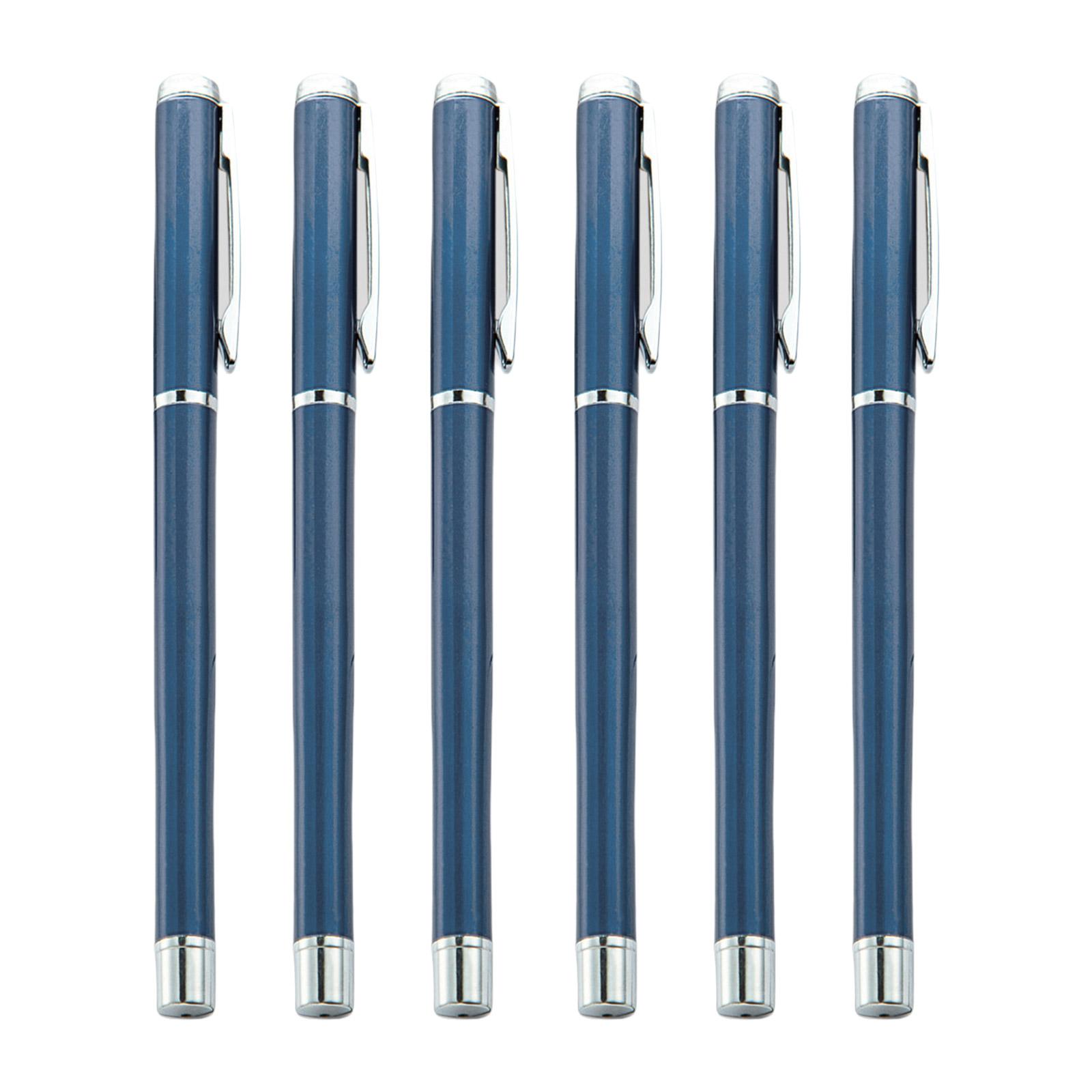 

6 шт. металлическая шариковая ручка с зажимом для ручки, быстросохнущая, пишущая, гладко офисная ручка для подписи, гостевая ручка для входа, черные чернила