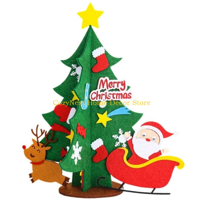 92MF Festives Fabric Desktop Christmas Tree With Safe Soft Fabric For Kids And Pet
