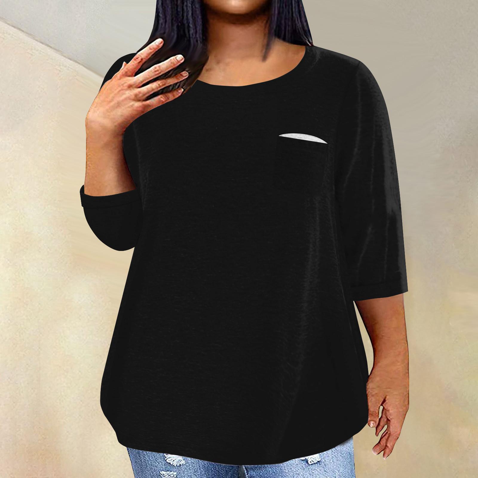 

Женский модный повседневный пуловер с круглым вырезом и рукавом три четверти с принтом, топ с рукавами 4/3 XL чёрный