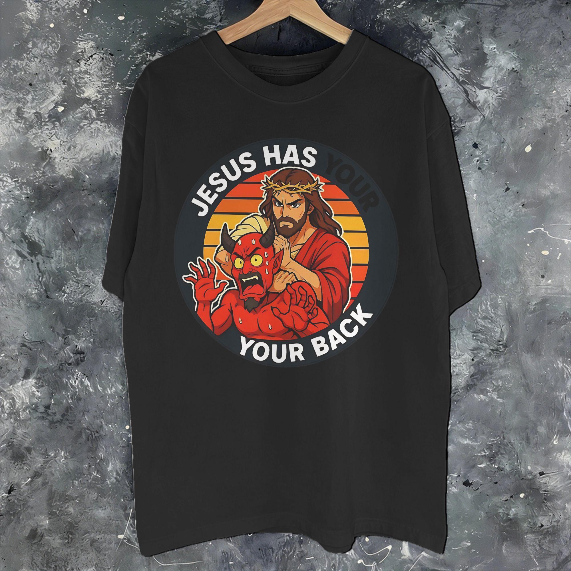 Unisex Women Print Jesus Has Your Back Jiu Jitsu T Shirt Tee Pure Cotton Tshirts Clothes S