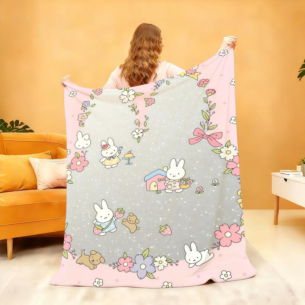 Cute M-MiffyS Kawaii Blanket Soft Throw Blanket for Home Bedroom Bed Sofa Picnic Travel Office Rest Cover Blanket Gift