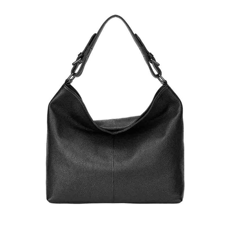 Large Capacity Homeless Bag Folded Shoulder Bag Soft Cowhide Handheld Commuter Bag Hobo Bag