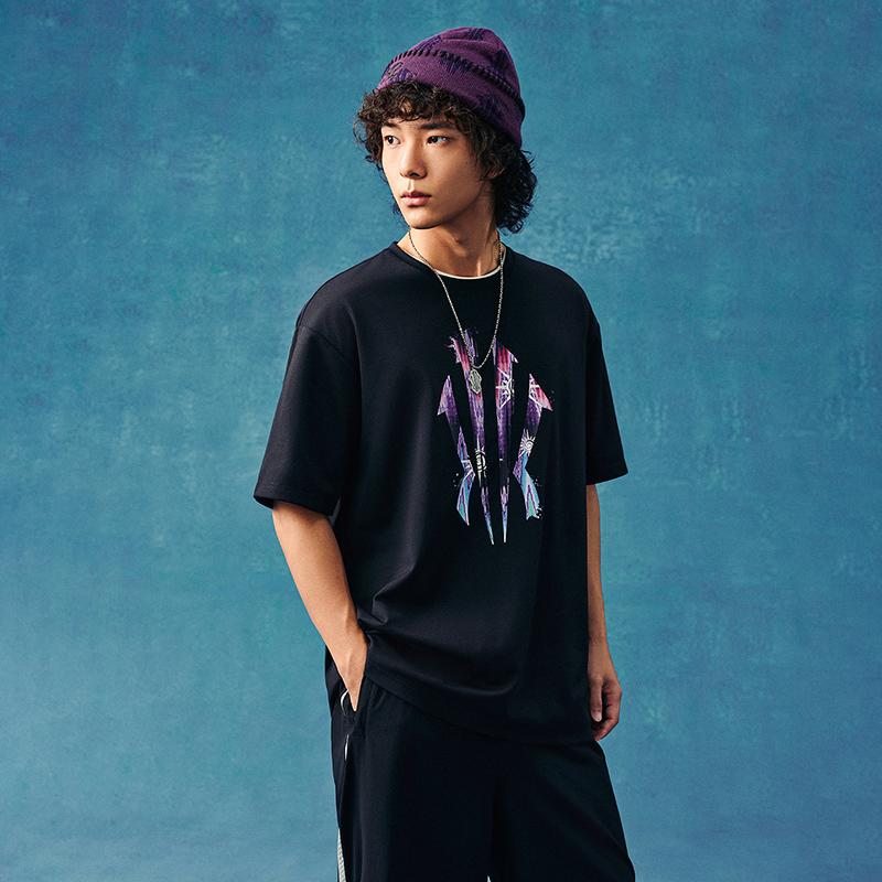 Anta Kyrie Series Basketball Logo Print Classic Simple Fashion Trendy Versatile Casual Comfortable Crew Neck Pullover Loose Couple T-Shirt 972621107-2