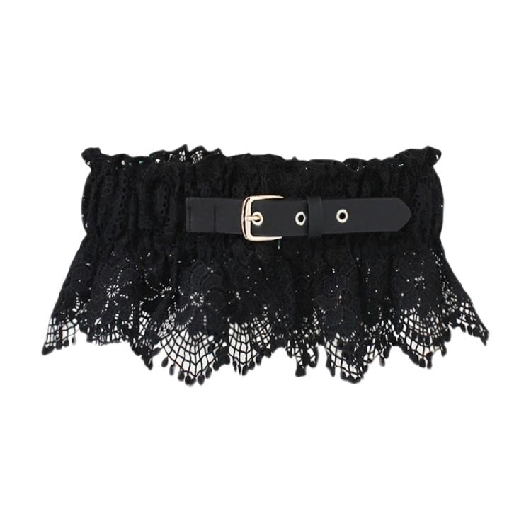 

Women Stretch Waist Belt With Lace Flower Design Adjustable Elastic Corset For Dresses Fashion Clothing Accessories чорний
