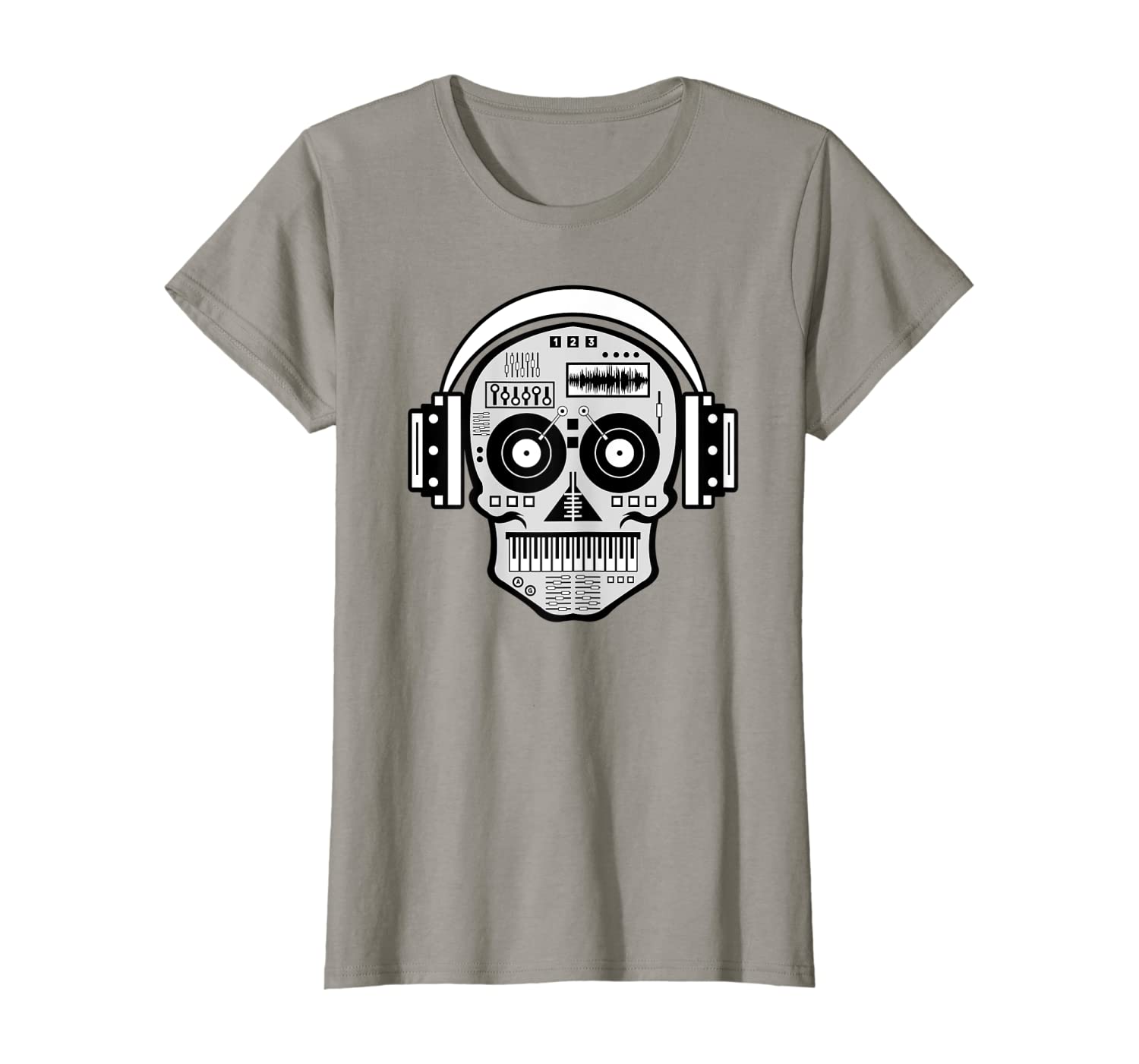

2026 Summer Mens DJ Hip Hop Skull Wearing Earphones Printed Round Neck Tshirt Neutral 100 Cotton Soft Breathable Short Sleeve 4XL