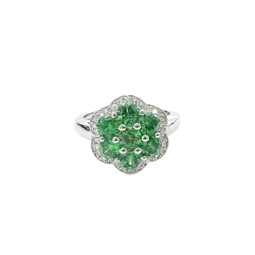 Fashion Jewelry Flower Ring Versatile Light Luxury Full Diamond Cultivation Ruby Emerald Women's Ring