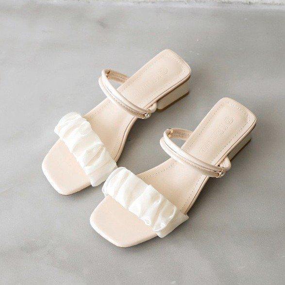 Women's Summer 2025 French Style Chunky Heel Sandals: Mid-Heel Internet Celebrity Two-Wear Sandals and Slippers