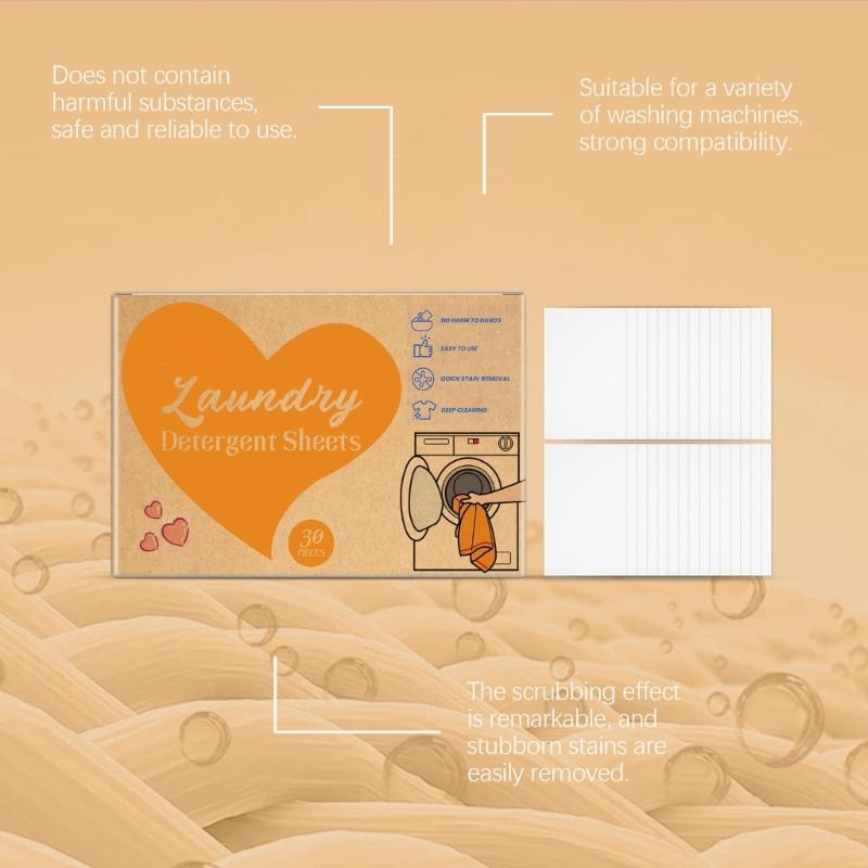 30Pcs Laundry Detergent Sheets Laundry Soap Strips Clothing Washing Supplies Laundry Detergent Liquidless Laundry Soap