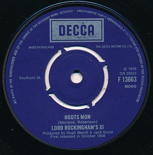 

7inch Record LORD ROCKINGHAMS XI Hoots Mon F13663 Decca 1976 UK Rock Used