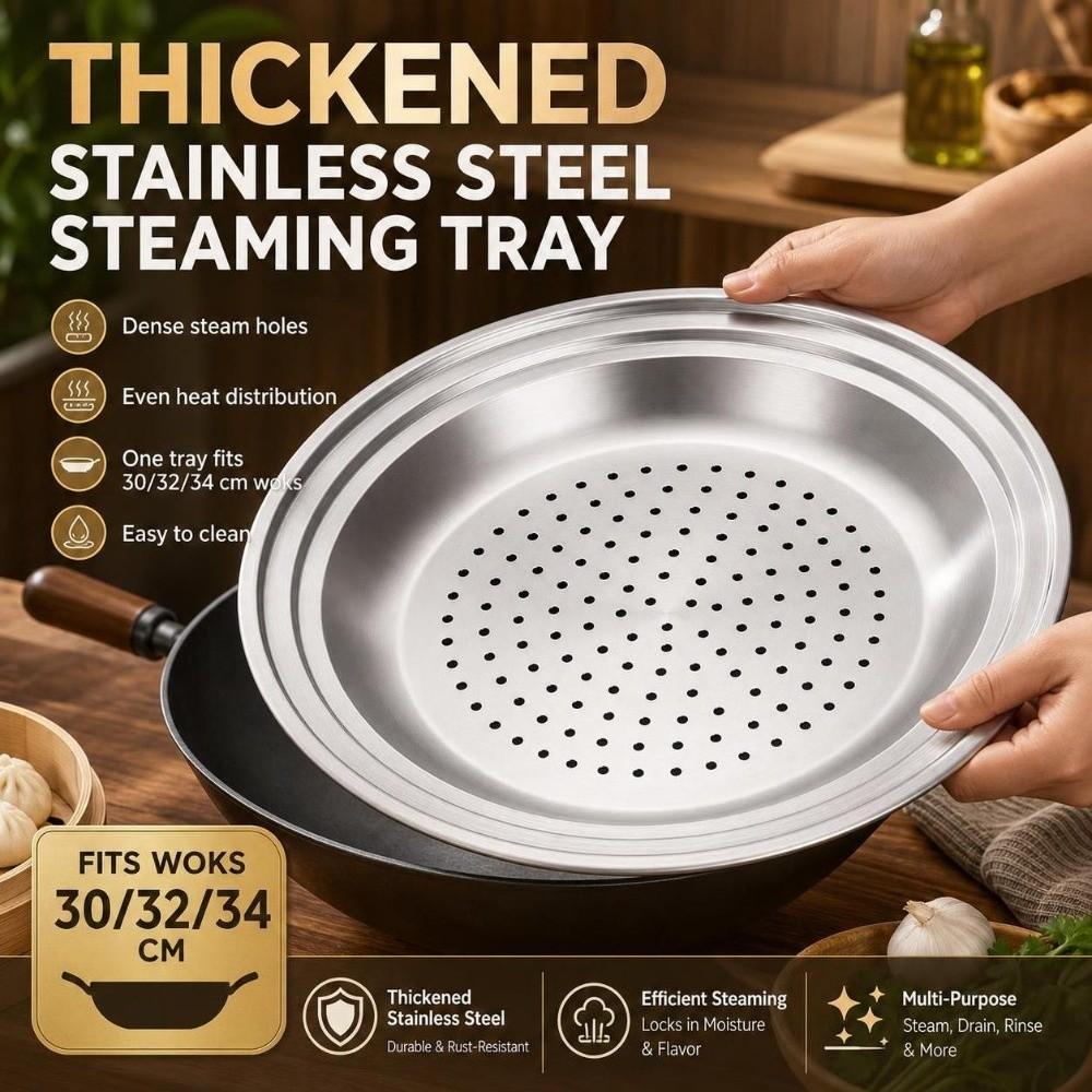 Universal Stainless Steel Steamer Tray 30/32/34cm Kitchen Cooking Tool  Wok Accessories