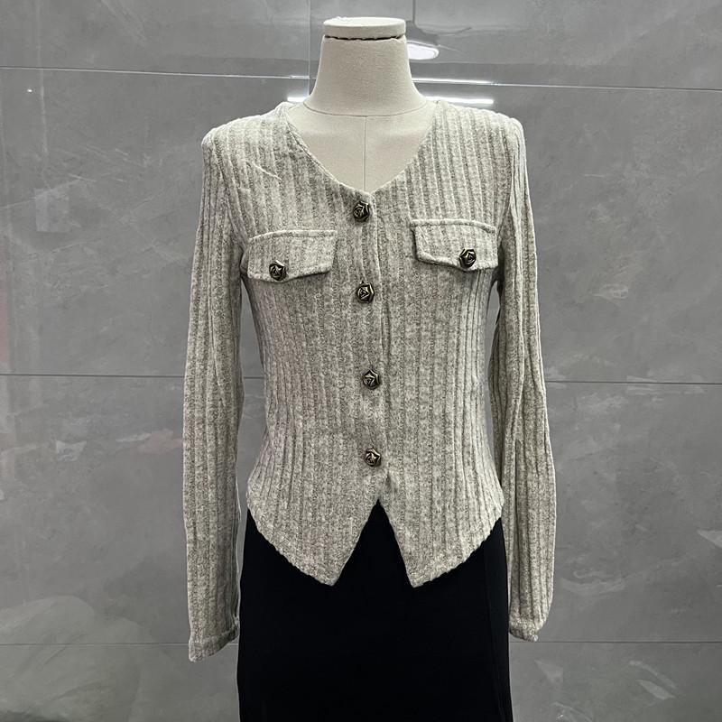 

Meilaide Women s V-Neck Puff Sleeve Cardigan - Long-Sleeve, Single-Breasted, Solid Color, Autumn/Winter Edition L - Recommended for ~115 lbs