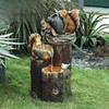 Squirrel And Duck Solar Water Fountain Resin Garden Decor For Patio And Lawn