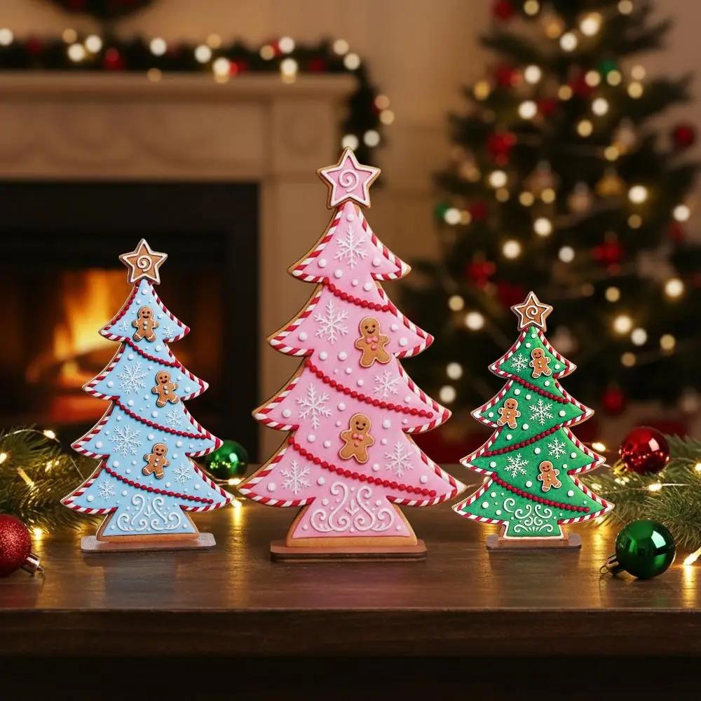 New Gingerbread Man Christmas Trees Candy Colors Wooden Christmas Tabletop Decoration Gift Room Ornament for Christmas Party