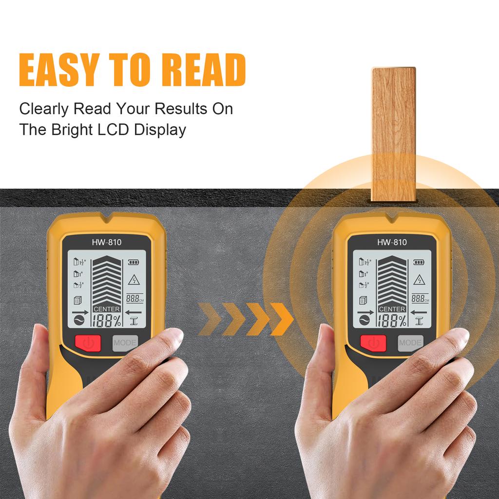 New Handheld Metal Detector 6 in 1 Wall Stud Finder Multifunction Wood Pipes AC Wire Metal Depth Tester LCDMeasuring Instrument
