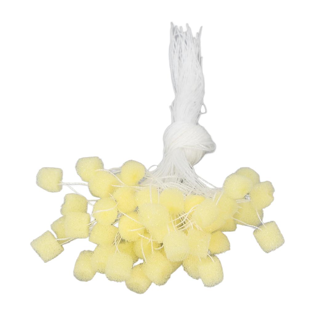 50pcs Hearing Aid Ear Barrier Soft Sponge Ear Plug Hearing Aids Accessories with CordS Yellow