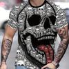 Men's 3D Skull Full Print T-Shirt Casual O-Neck Short Sleeve Gothic Dark Style Graphic Tee Summer Streetwear Tops