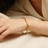 Vintage Gold-Plated Matte Copper Alloy Bangle - Versatile Chinese Auspicious Bracelet for Festivals and Everyday Wear