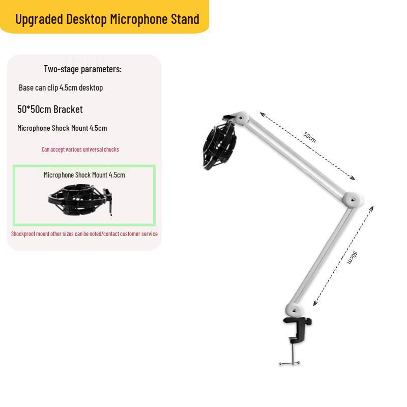 Desktop Streaming Microphone Stand with Fill Light, Boom Arm, and Phone Holder