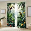 2pcs - Tropical Rainforest  Print Curtains   Pole Bag Curtains   Home Decoration   Room Decoration