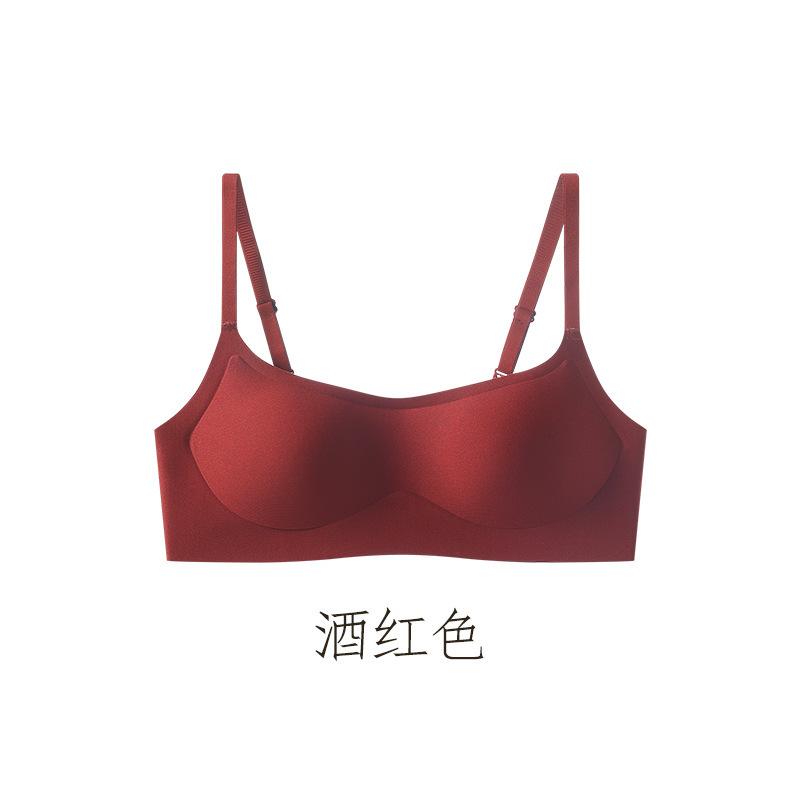 Genuine ten-color low-neck liquid foundation seamless underwear women's small breasts gather and top support anti-sagging steel-rimless breathable bra
